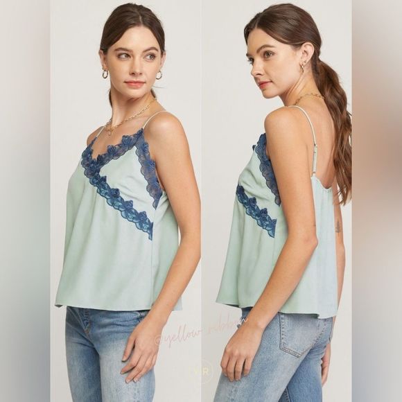 NEW Lace Trim Cami Sleeveless Top - Picture 2 of 5